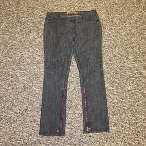 Apple Bottom Jeans Womens Size 13/14 Gray Low Rise Embroidered Rhinestones Zip